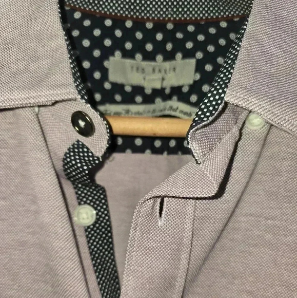 Ted Baker London Shirt Mens Small Purple Broader Slim Fit Pique Flip Cuff - Picture 5 of 12
